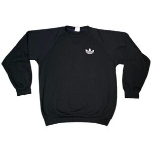 Vintage Adidas Trefoil Logo Black Raglan Sleeve Sweatshirt Mens L (AE)